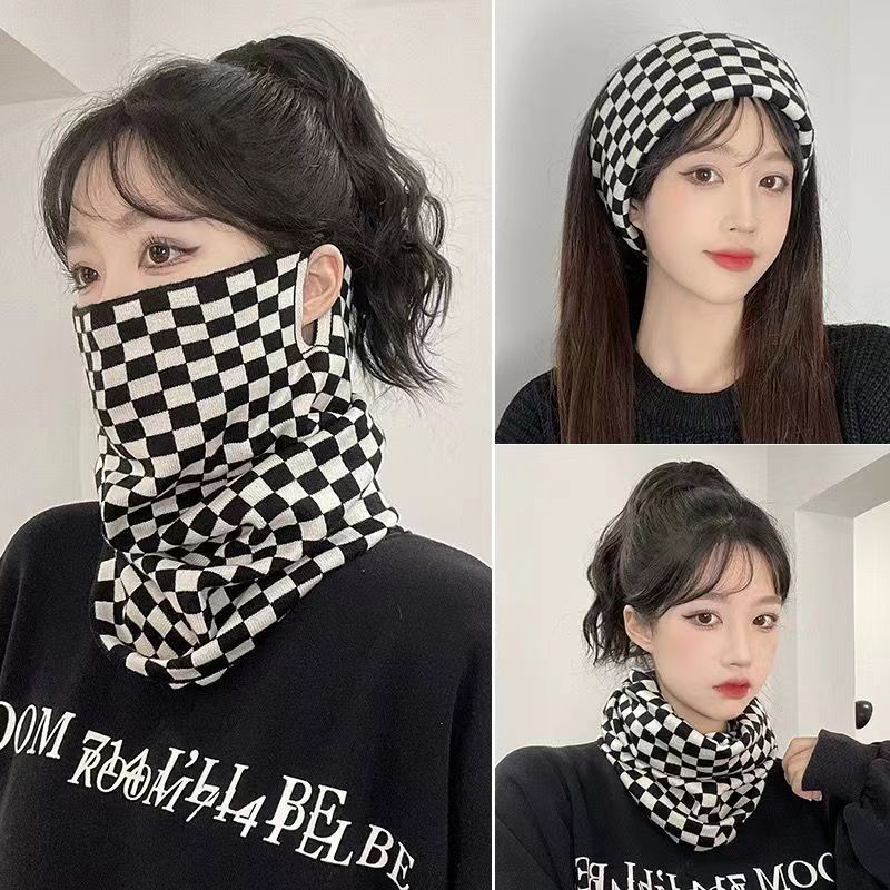 纯色多功能防寒面罩女围巾秋冬季韩版百搭ins潮保暖挂耳针织围脖