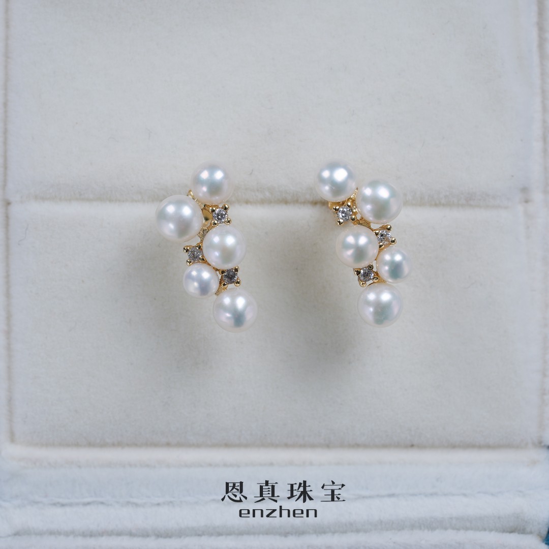 淡水珍珠S925银  葡萄耳饰（3-5mm）D925E0081(非基地发货不带证书)