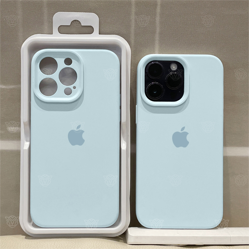 新天蓝高级感适用苹果13/12液态硅胶iPhone15防摔14ProMax手机壳