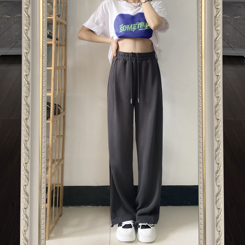 美式灰色运动裤女裤子春秋2023新款束脚卫裤休闲夏季小个子阔腿裤
