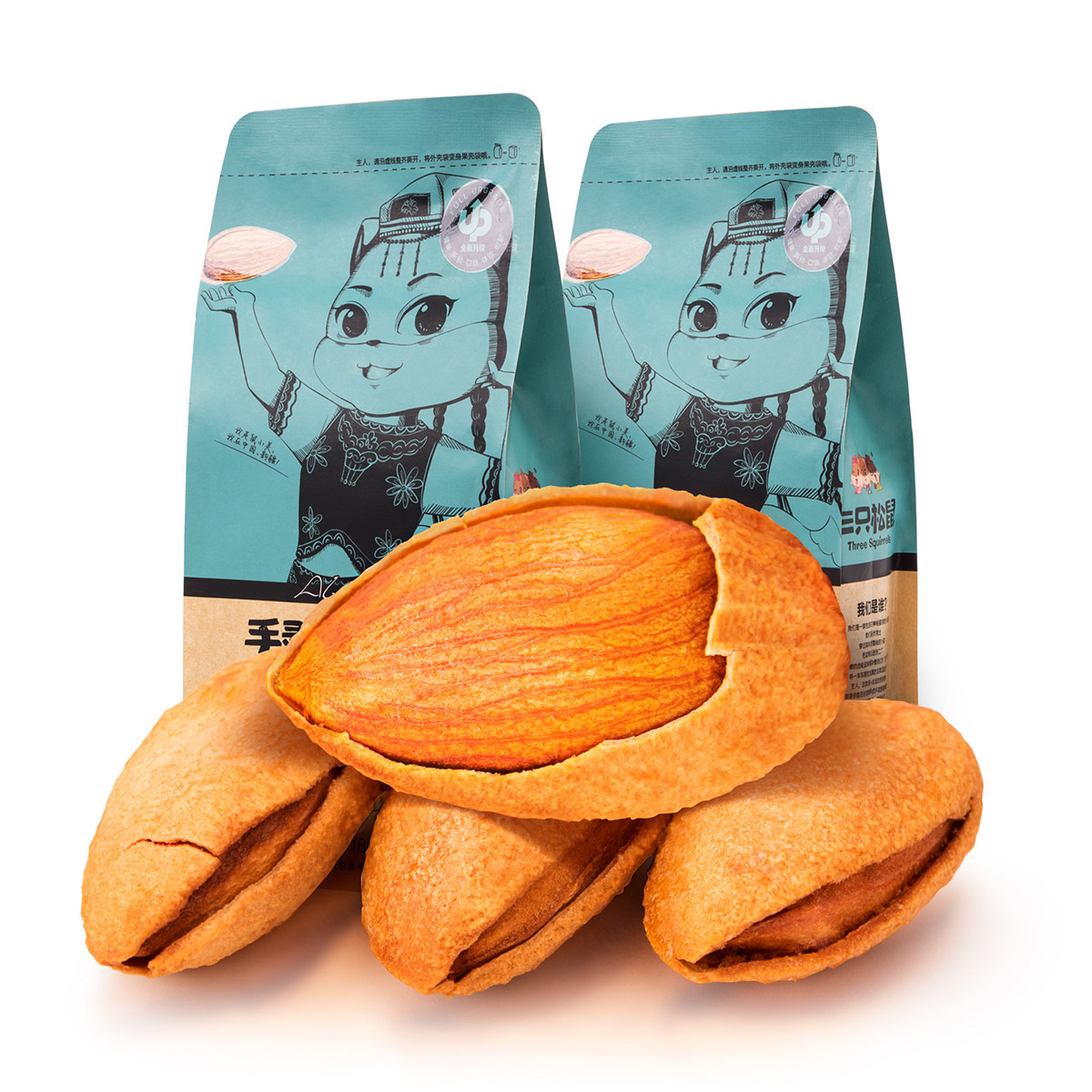 三只松鼠手剥巴旦木120g/160g185g袋装休闲零食坚果子仁瓜子杏仁