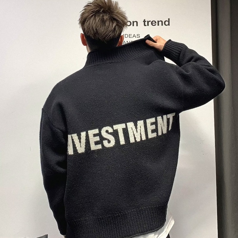 2023秋季新款慵懒风简约休闲针织毛衣男日系纯色宽松百搭开衫外套