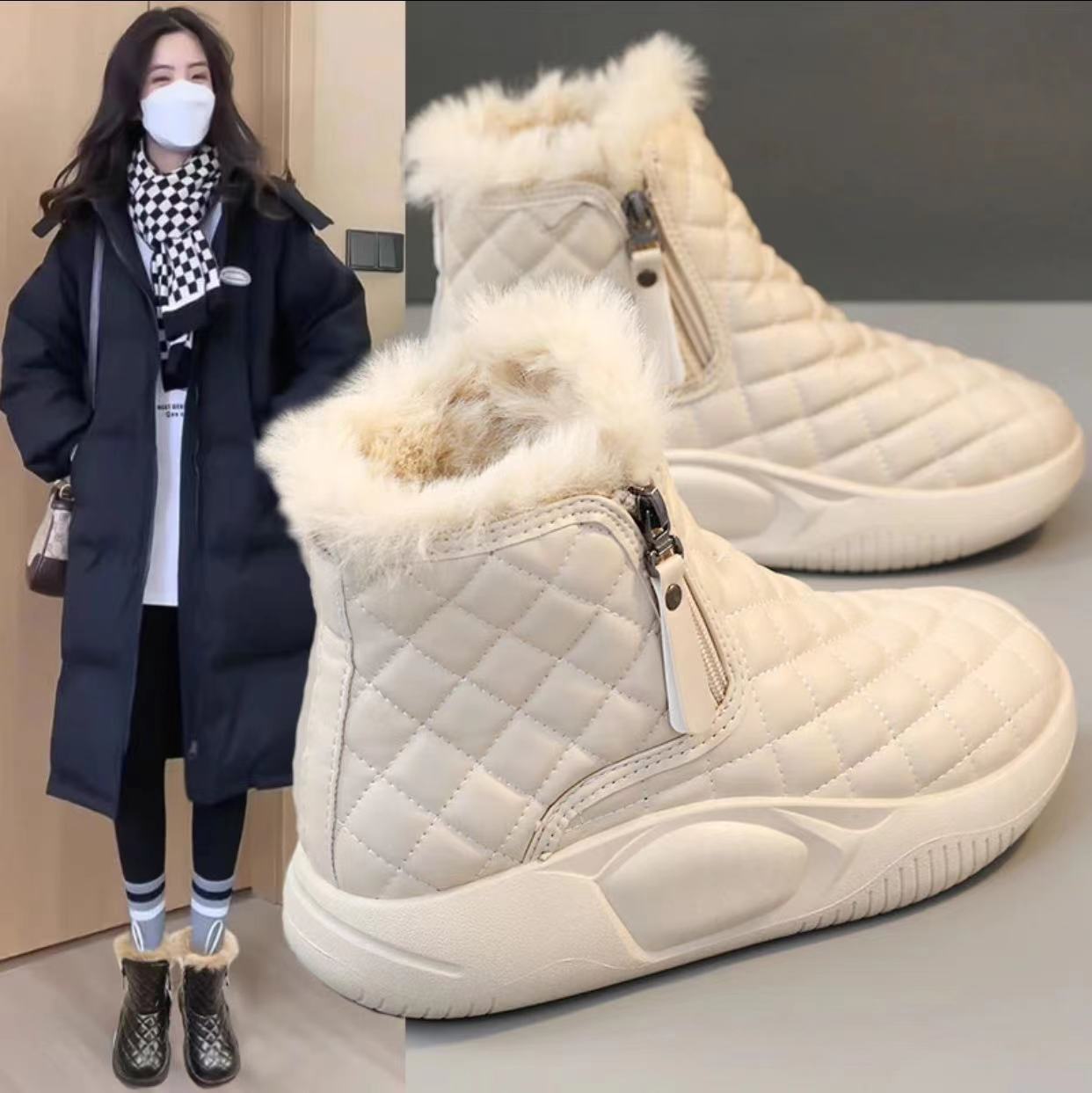 回力特品牌网红休闲鞋女2024秋冬新款短筒雪地靴时尚百搭爆款棉鞋