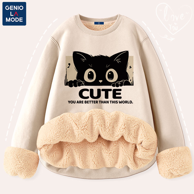 森馬集团GENIO LAMODE女卫衣2024新款爆款加绒冬季羊羔绒宽松外套