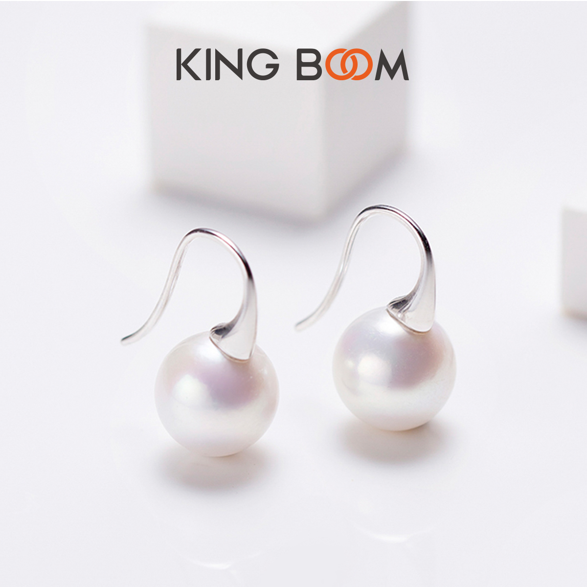 【双11机制开抢】kingboom经典赛澳白基础气质耳勾素款淡水珍珠耳环