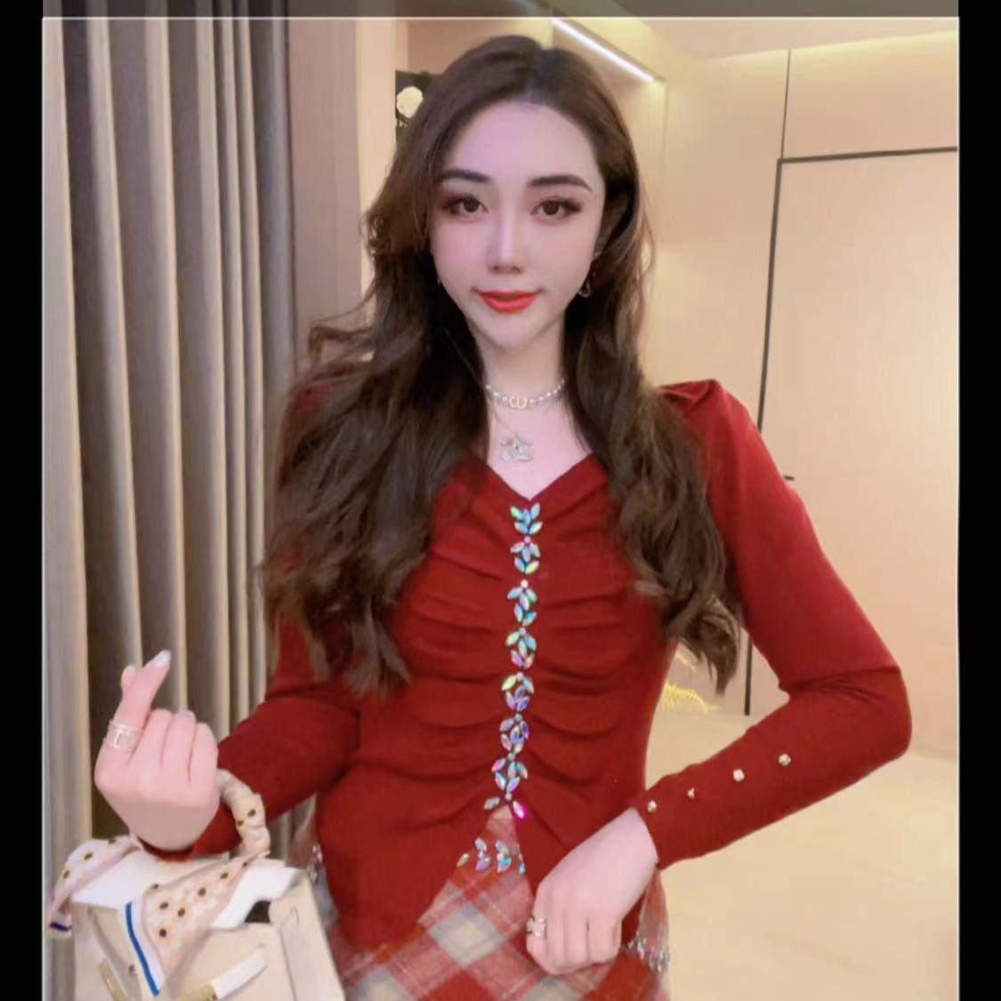 【长恨歌】重工钉珠彩钻轻奢百搭气质温柔针织上衣