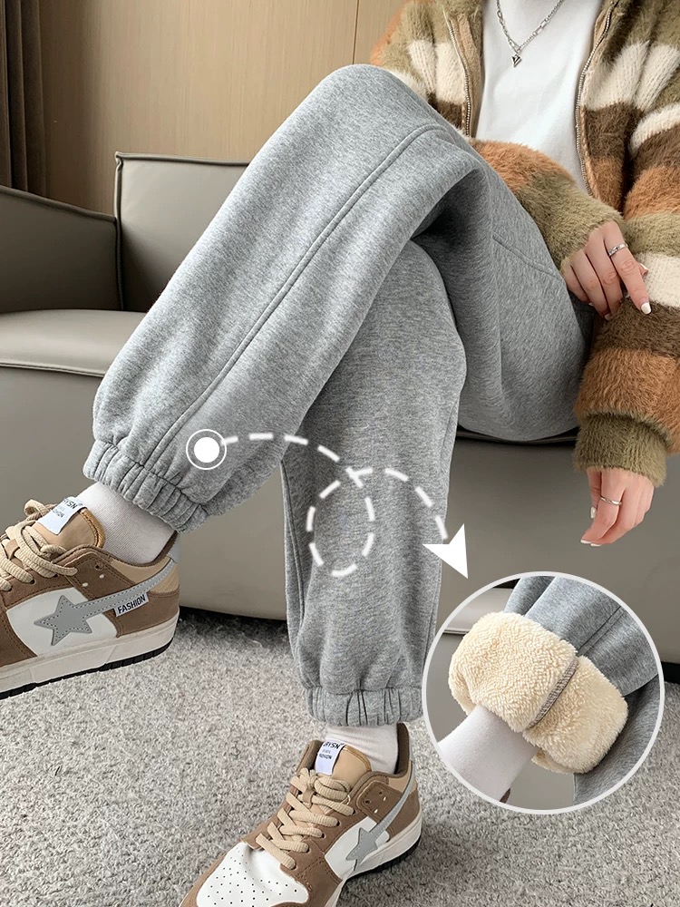 【加绒加厚】宽松束脚裤休闲哈伦裤显瘦百搭韩版卫裤女高腰运动裤