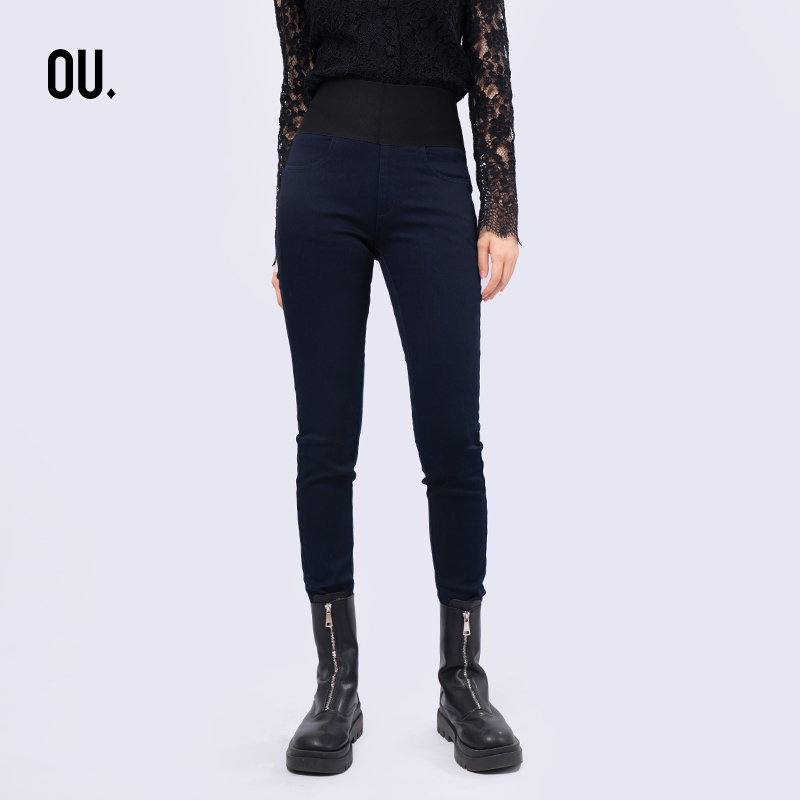 OU./欧点时尚百搭牛仔裤1204153010修身底裤小脚紧身打底弹力女士