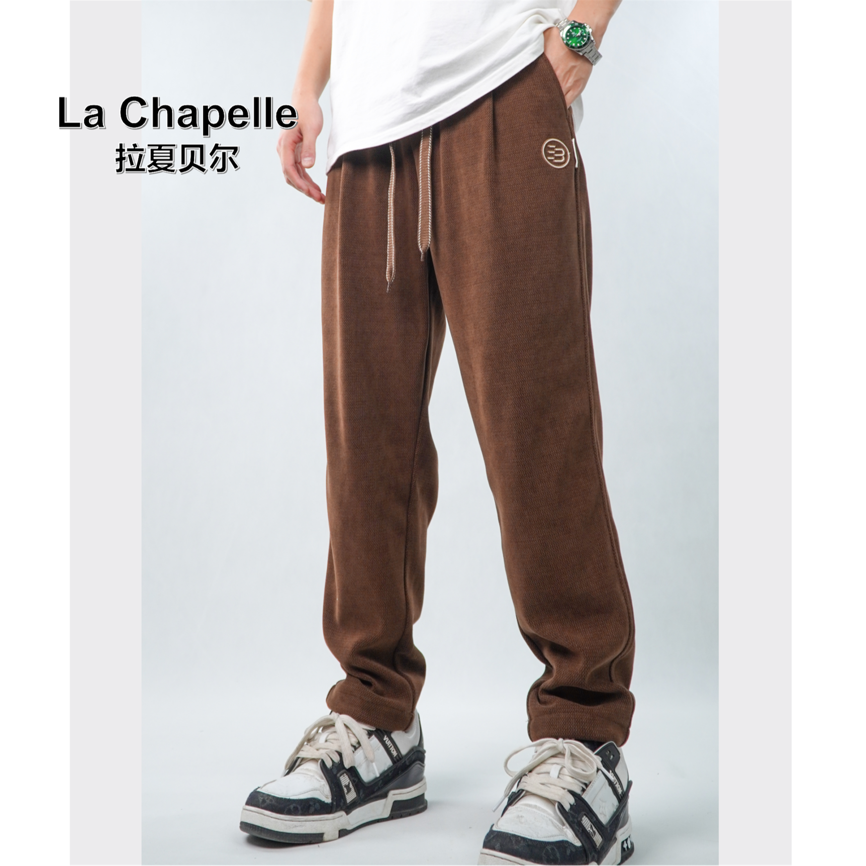 【LA CHAPELLE】美式高街阔腿休闲裤宽松直筒运动裤子潮流时尚款