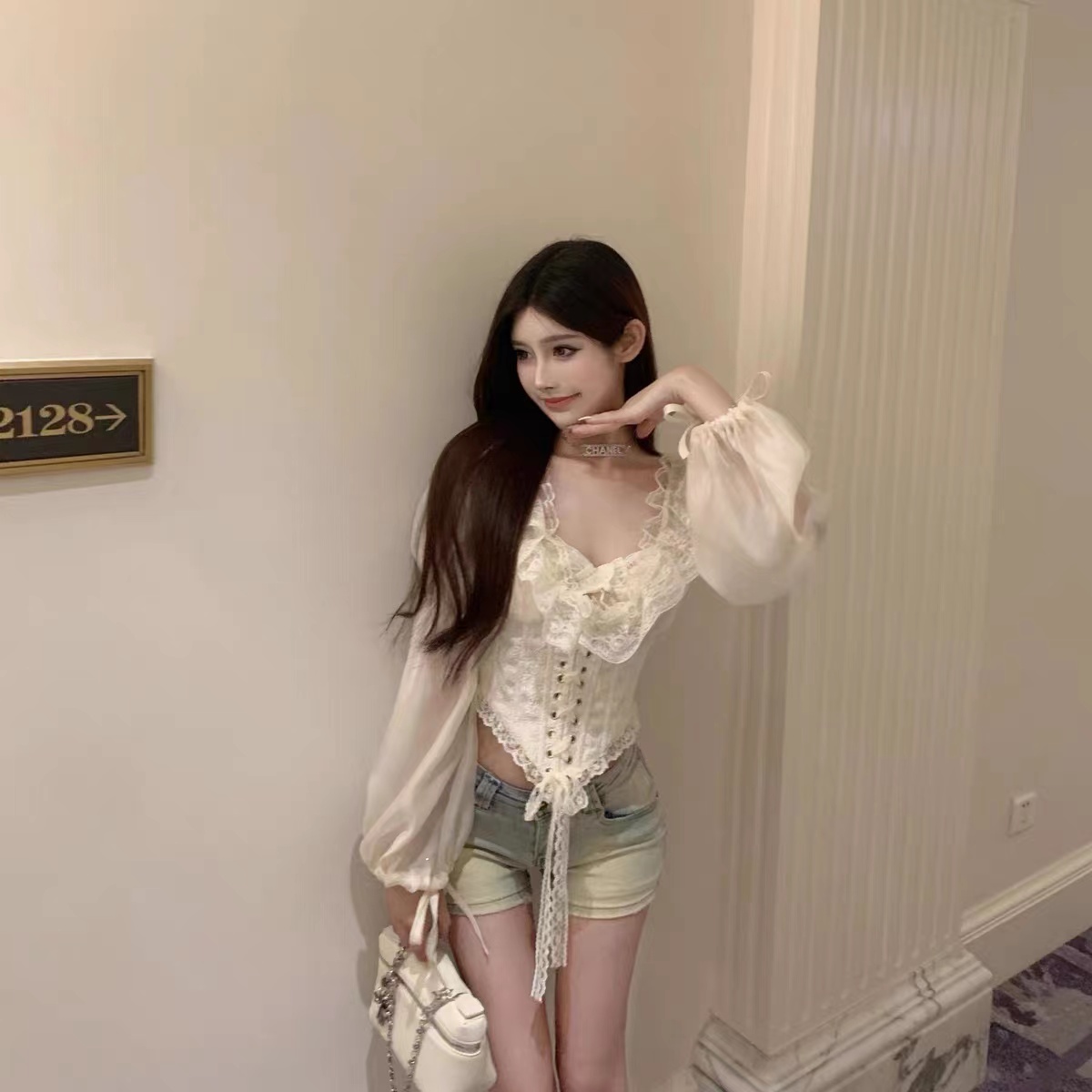 睿夕【法兰西少女】鱼骨腰封宫廷风衬衣