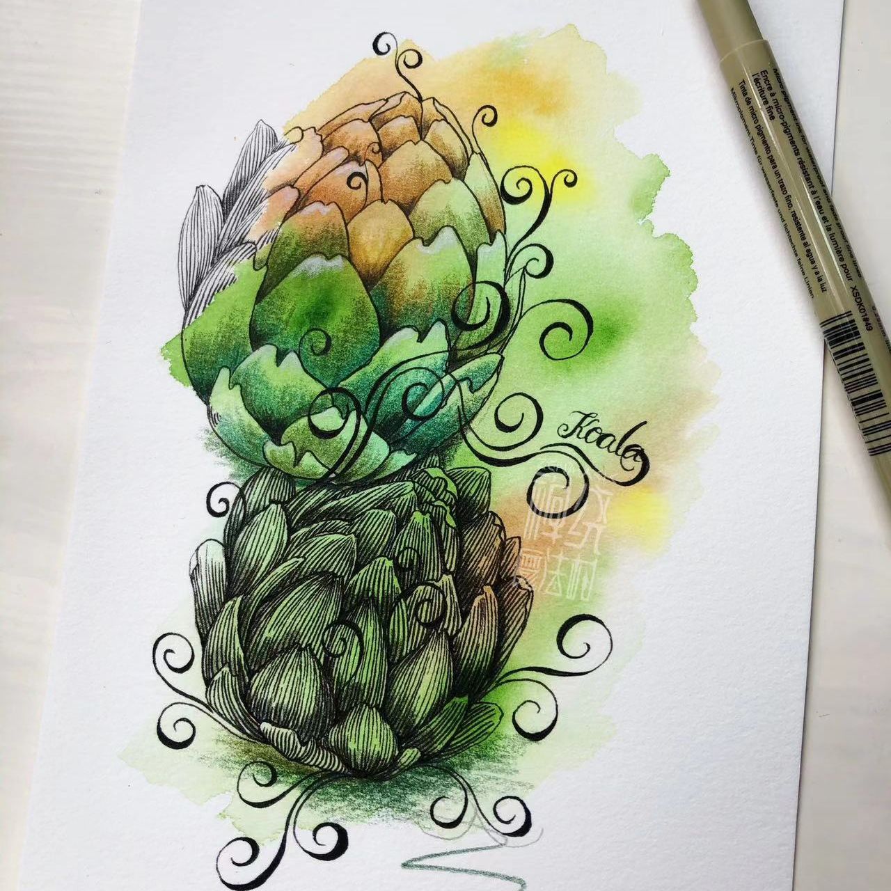 官方认证禅绕画考拉老师水彩染卡禅绕线描初体验（单课