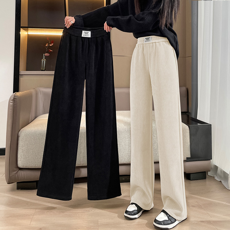 欧棉绒阔腿裤女2022秋冬爆款宽松显瘦裤子冬季灯芯绒休闲直筒长裤