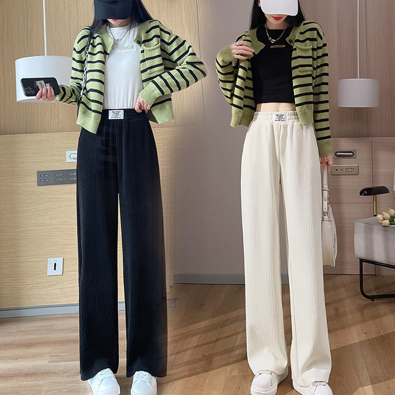 欧棉绒阔腿休闲裤女2022秋冬爆款宽松显瘦冬季灯芯绒百搭直筒长裤