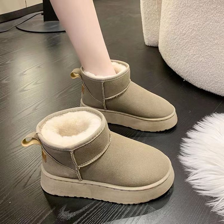 厚底雪地靴女冬加绒加厚新款雪地棉鞋女磨砂时尚休闲防滑保暖短靴