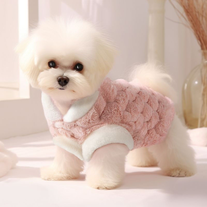 可爱狗狗冬天衣服博美幼犬带牵引扣秋季保暖棉服外出遛狗背心加绒
