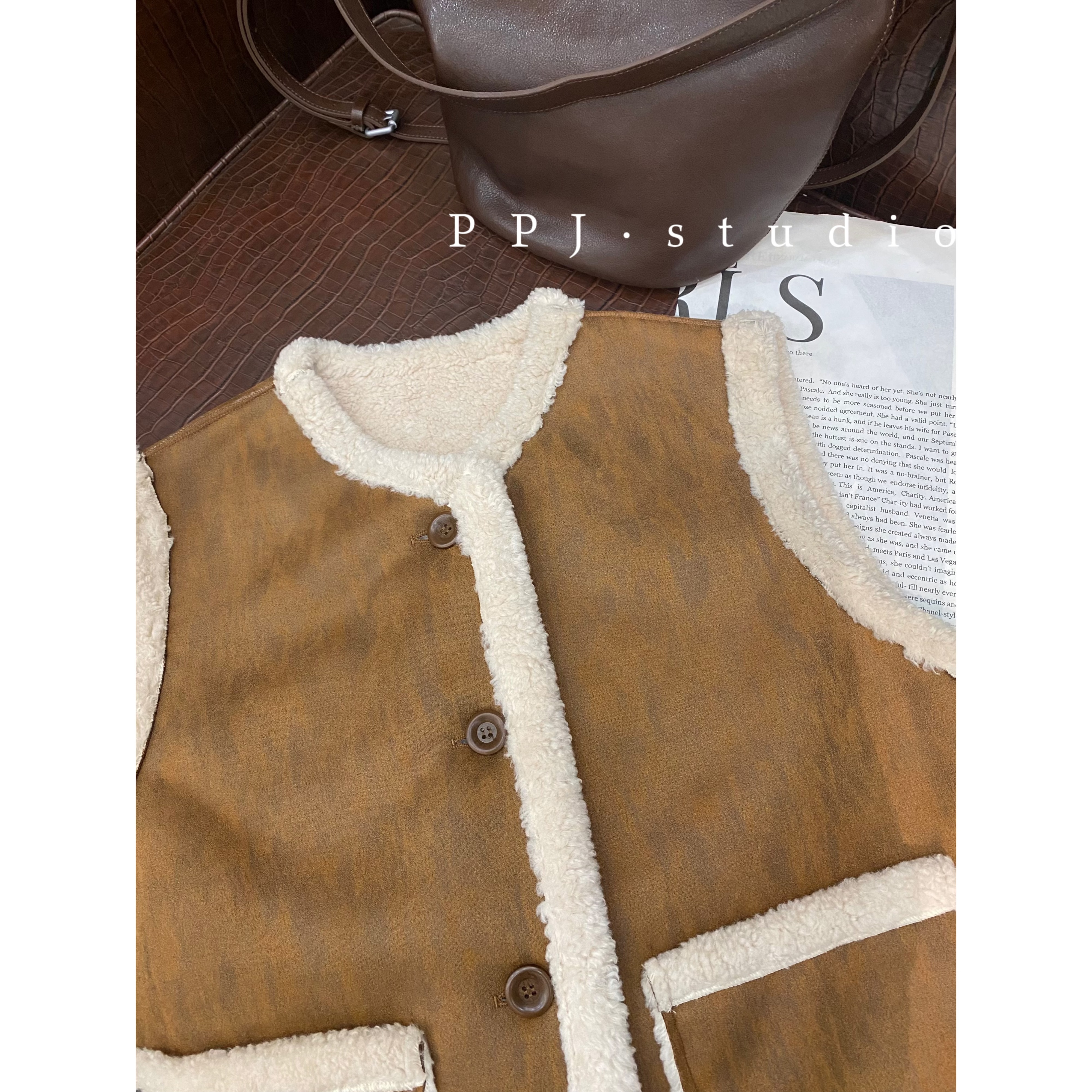 LMXPPJ【复古V领马甲】秋冬时尚外搭休闲保暖坎肩背心外套F856