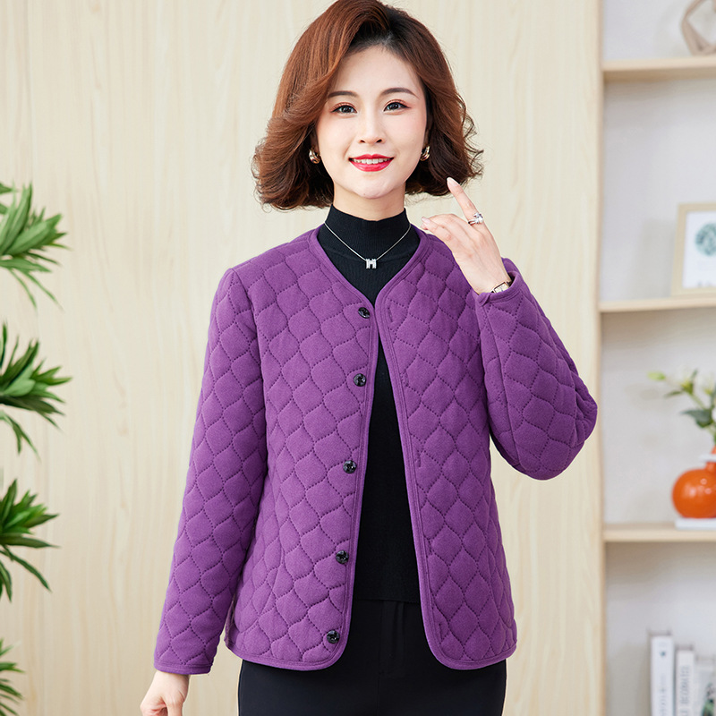 加绒冬季妈妈冬装德绒加厚内胆中老年人奶奶大码圆领女士袄太太女