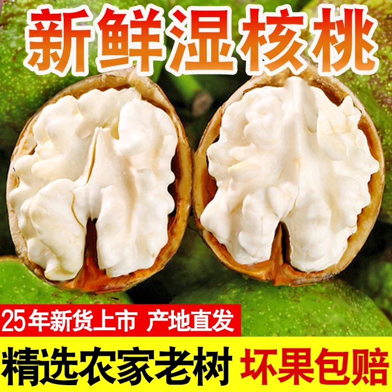 【2025新鲜湿核桃】大凉山老树现摘现发薄壳嫩核桃坚果零食