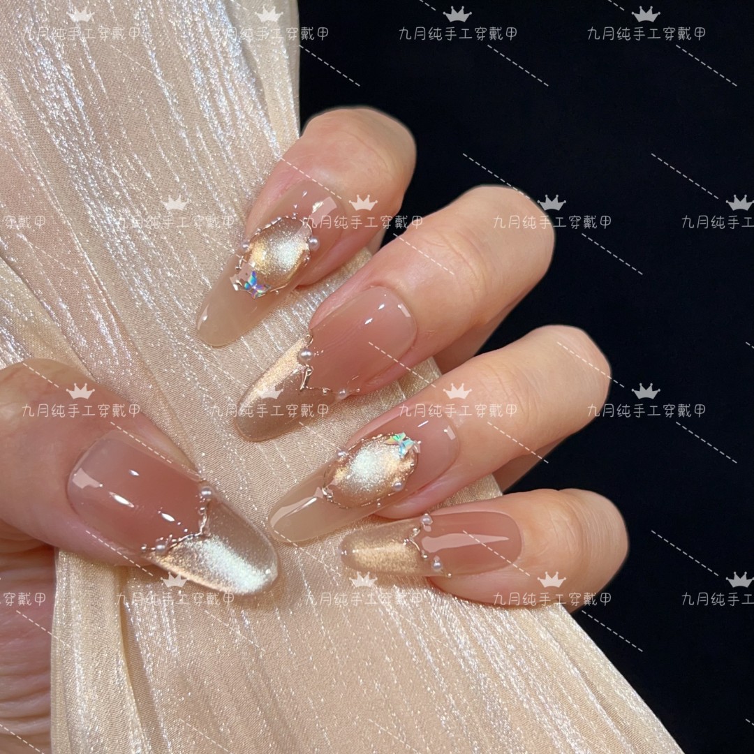 现货【纸醉金迷】时尚清新纯欲高级感成品美甲穿戴式手工穿戴甲