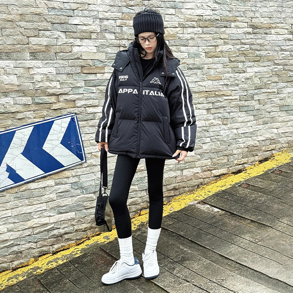 Kappa/卡帕厚款潮流情侣冬季保暖长袖连帽宽松加厚羽绒服商品图