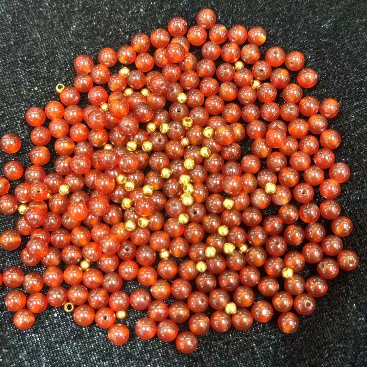 【小民】天然玛瑙珠搭配卡3mm素款简约金珠diy-HJ149（满65赠两世欢）