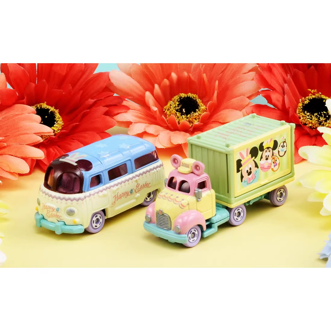 TOMY/多美卡迪士尼合金小汽车模型玩具女复活节米奇运载车虫虫车