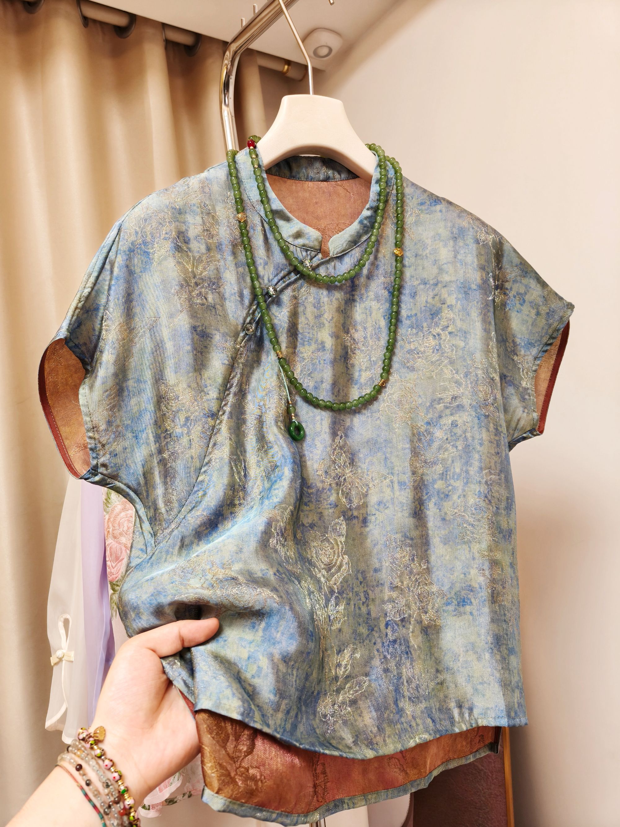 576-11新中式国风立领上衣 依伊香云纱