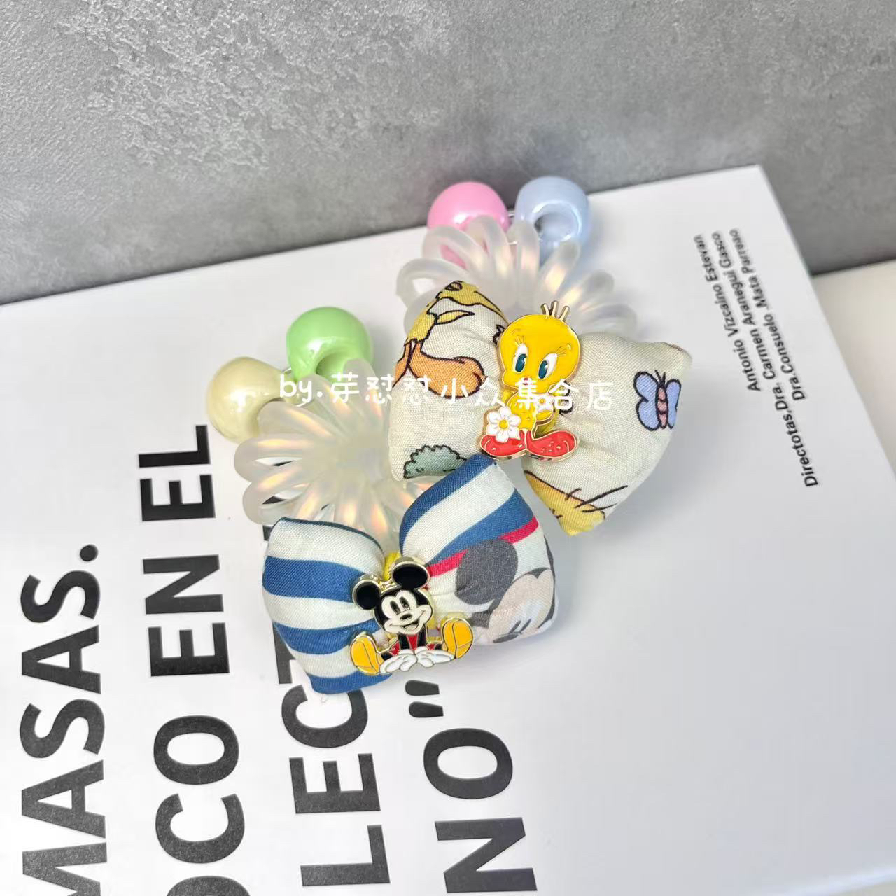 芽怼怼韩国卡通手塞棉蝴蝶结发绳 06012