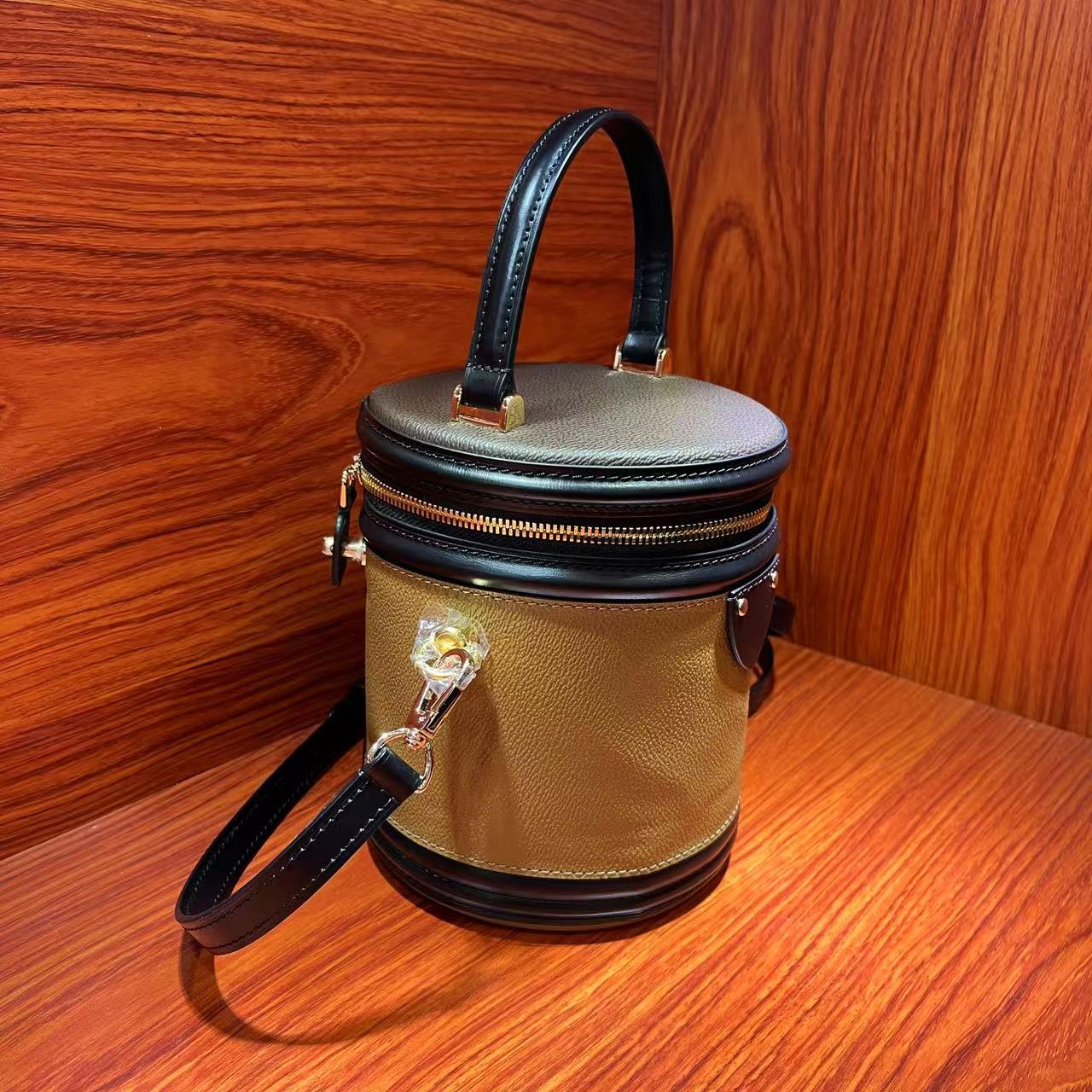 【FF】发财桶新款时尚百搭真皮斜跨单肩包【真皮女包包】15