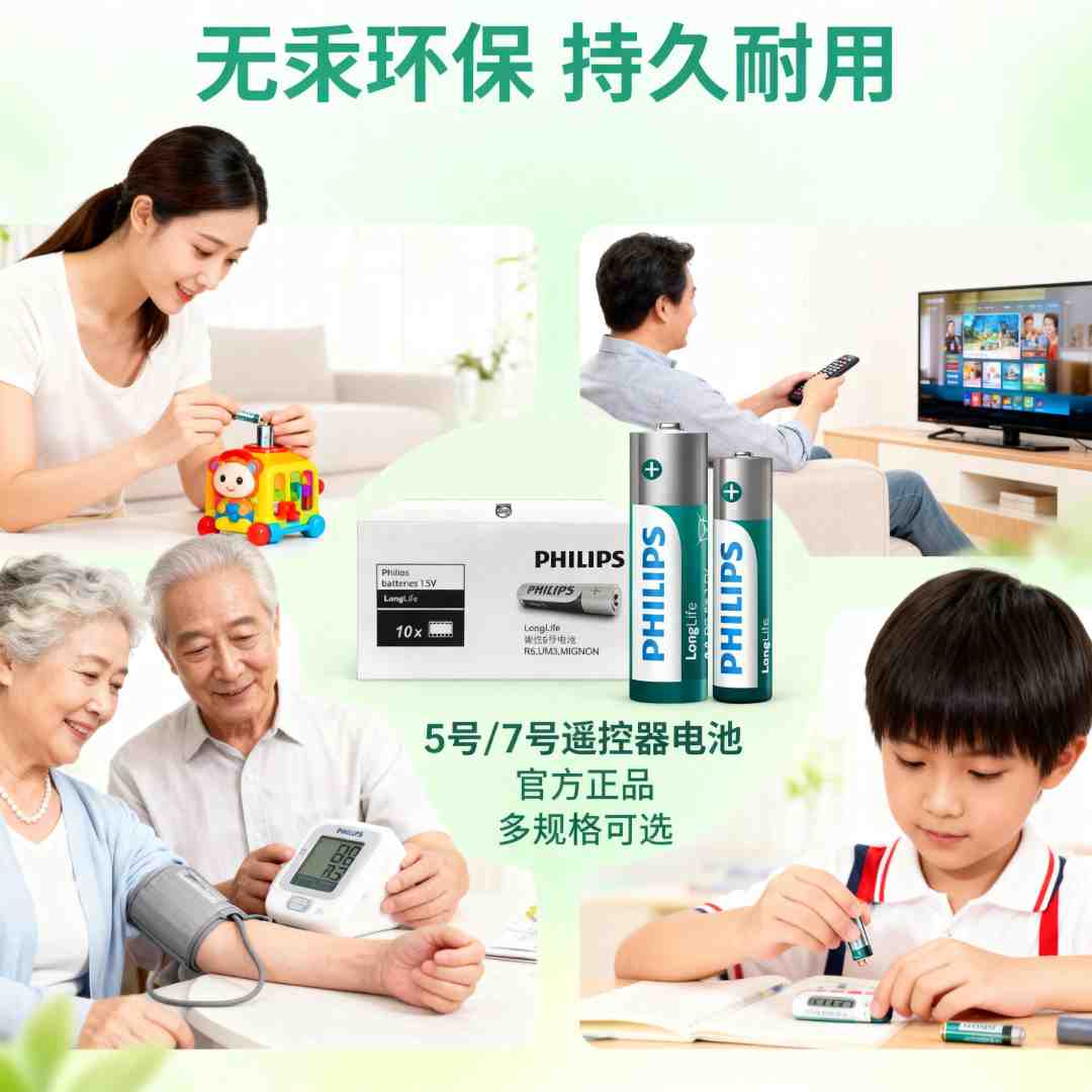 Philips/飞利浦电池空调电视机遥控器闹钟干电池持久耐用五号碳性商品图