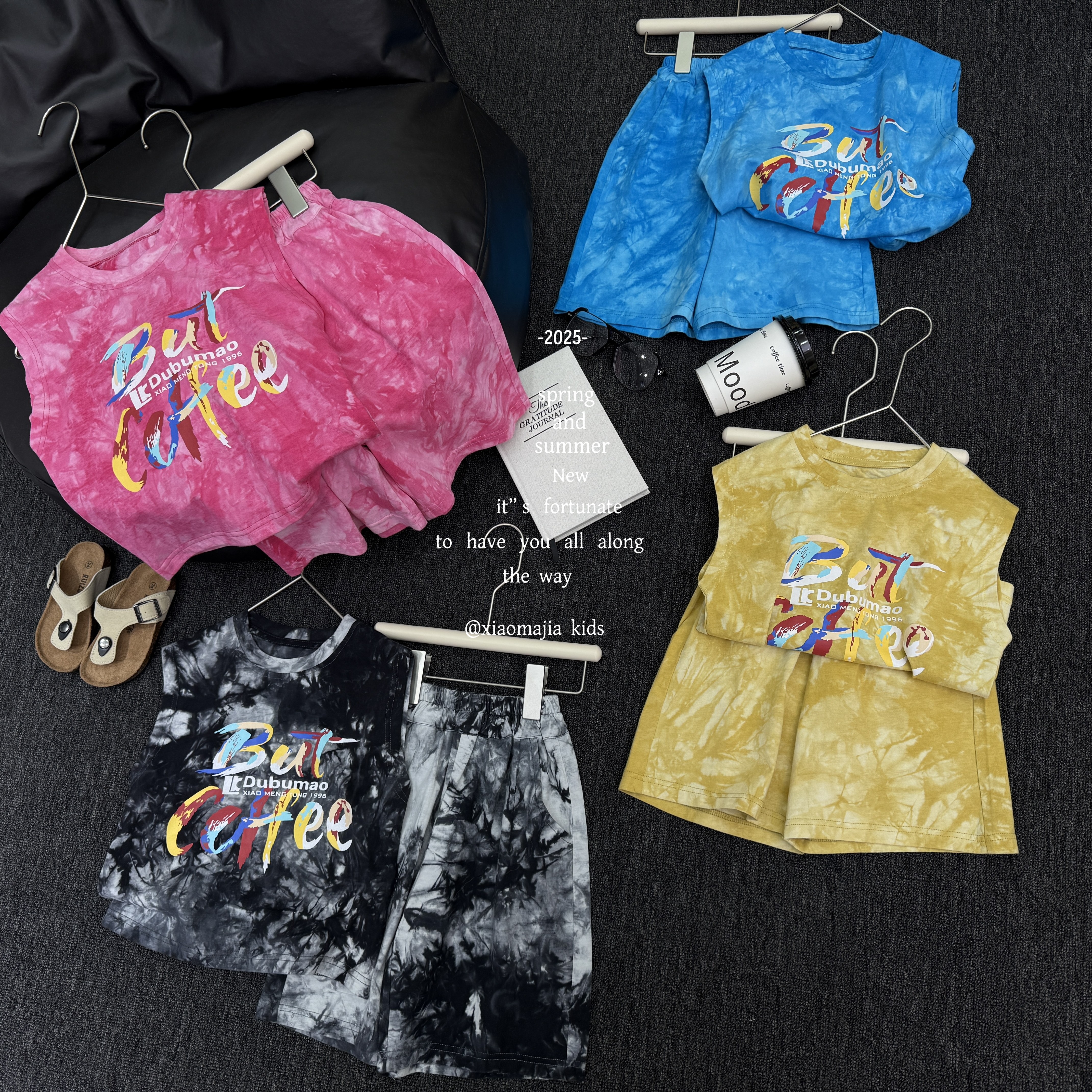 现货-儿童夏季新款扎染套装D-5680欧若风穿搭套装男女两件套洋气