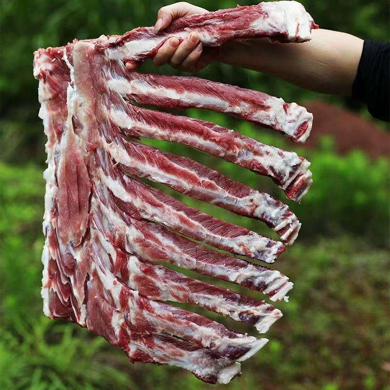 （排骨现场链接）农家粮食喂养黑毛土猪肉排骨默认断骨连肉