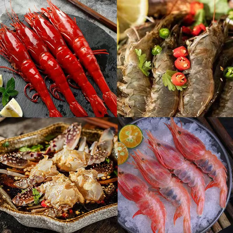 八佰里潮汕生腌海鲜桶红魔虾+对虾+牡丹虾+樱花虾开盖即食(共3斤）