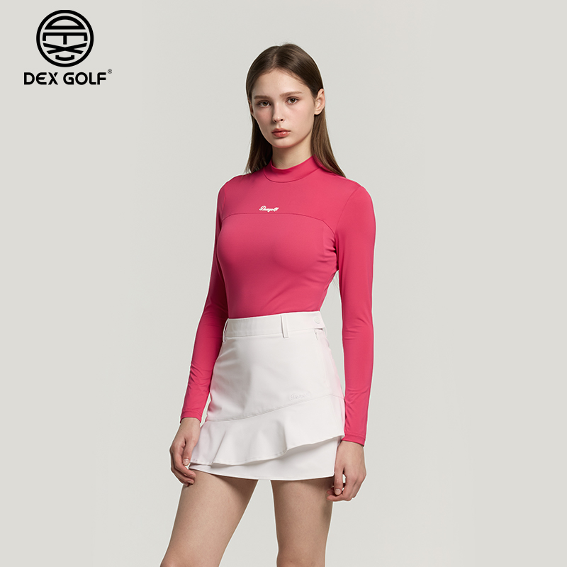 DEXGOLF高尔夫女士长袖T恤春夏3333圆领纯色打底户外修身弹力百搭