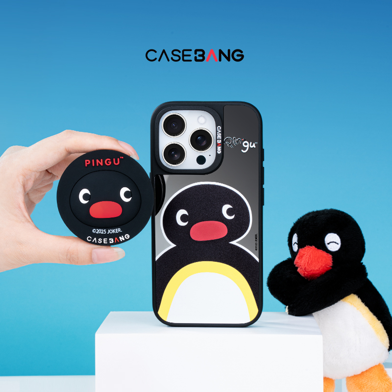 CASEBANG Pingu联名适用MagSafe手机磁吸支架折叠网红硅胶立体感