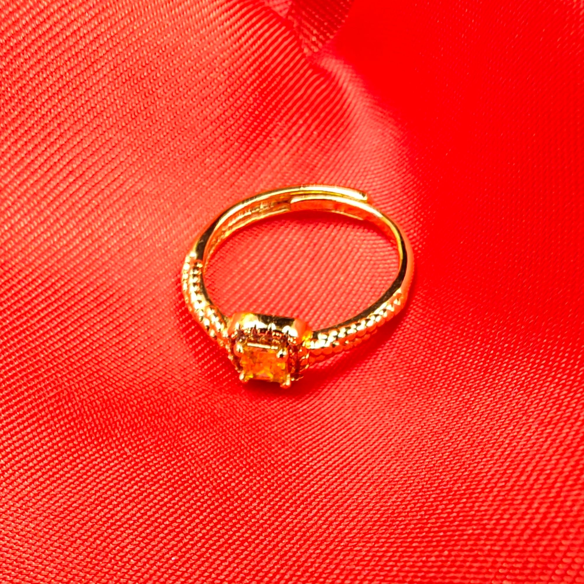 【万佳甄选】闪耀星光拉丝黄水晶戒指合金镶嵌【YDR99】