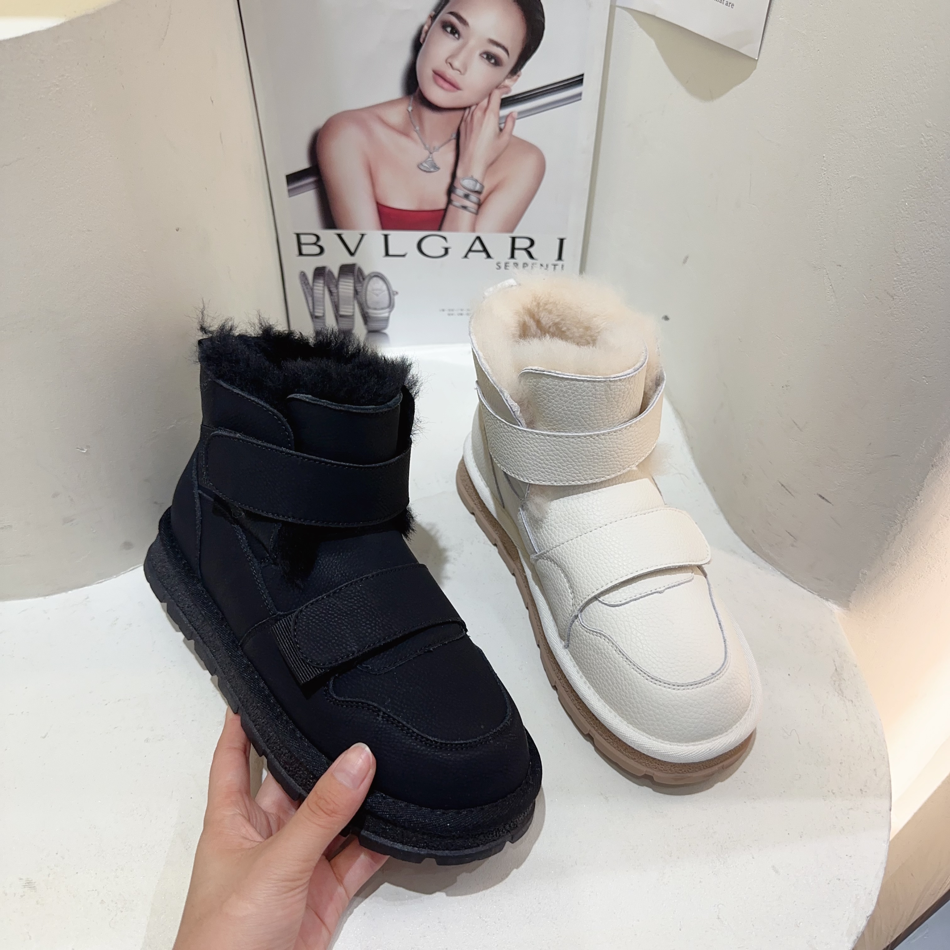 仓美美女装-魔术贴加绒雪地靴（正码正拍！半码脚拍大！）跟高3公分！