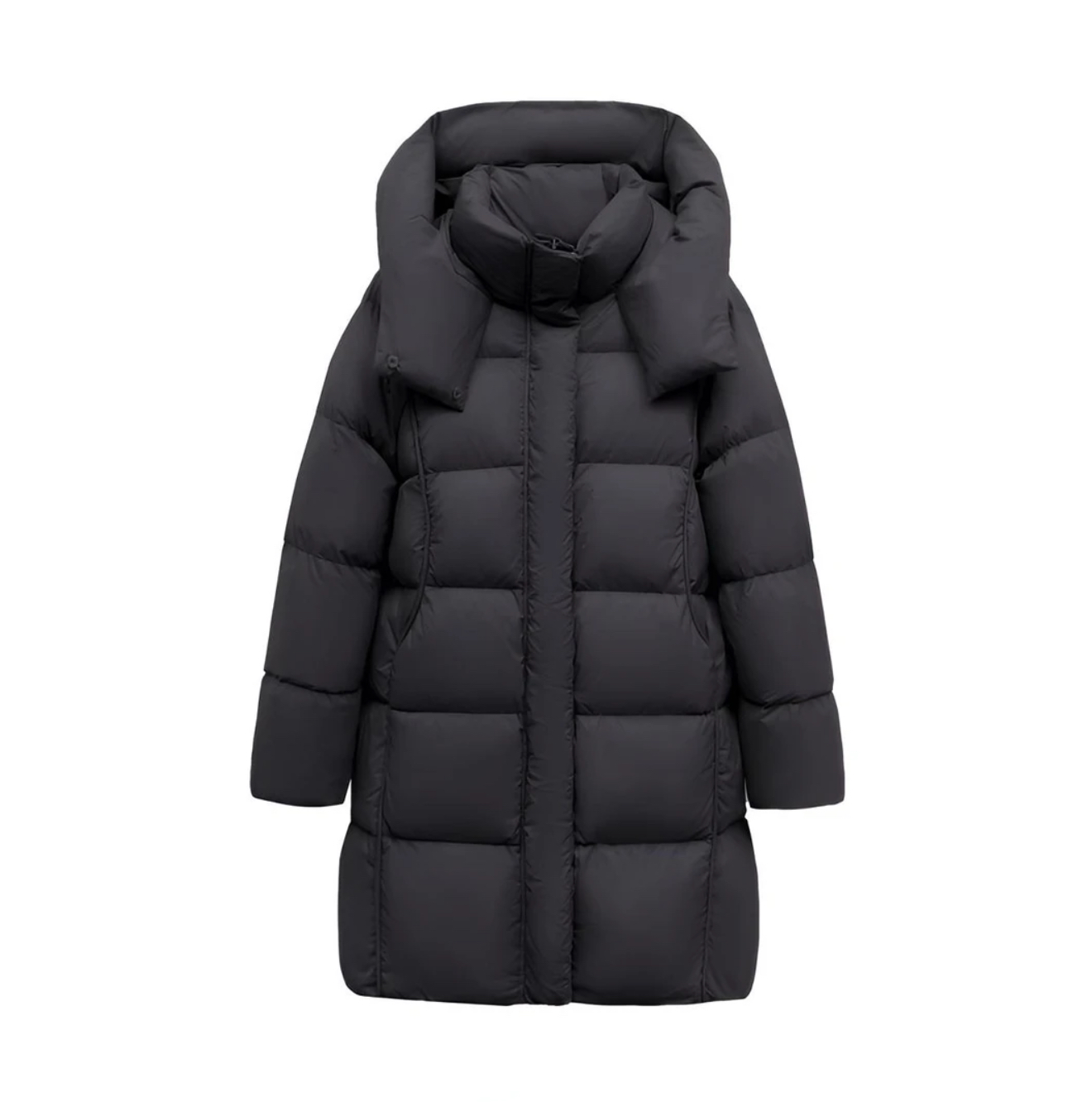 【MingJiaQS】90白鹅绒零下30°极寒泡芙百搭连帽中长款鹅绒服