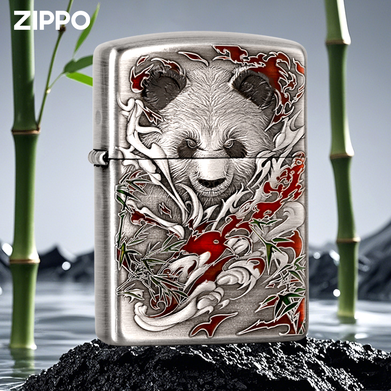 ZIPPO/之宝打火机浮雕礼物盔甲礼盒功夫熊猫纯铜送礼防风DYX1H1F1