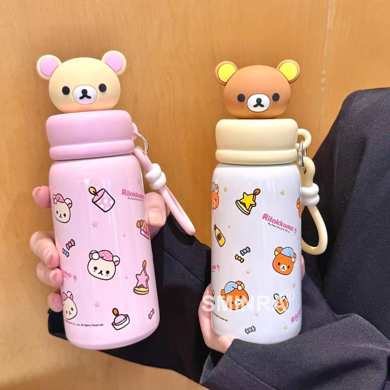 轻松熊正版保温杯可爱高颜值直饮杯便携卡通公仔学生水杯女生送礼