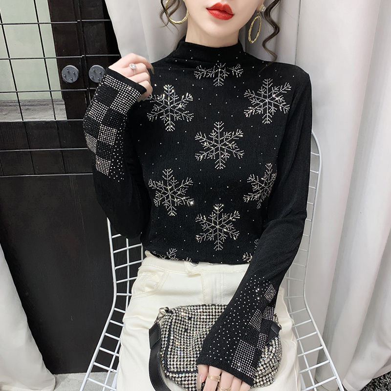【溯源好物】上衣T恤女新款秋冬季亮钻修身百搭重工烫钻打底衫MM567