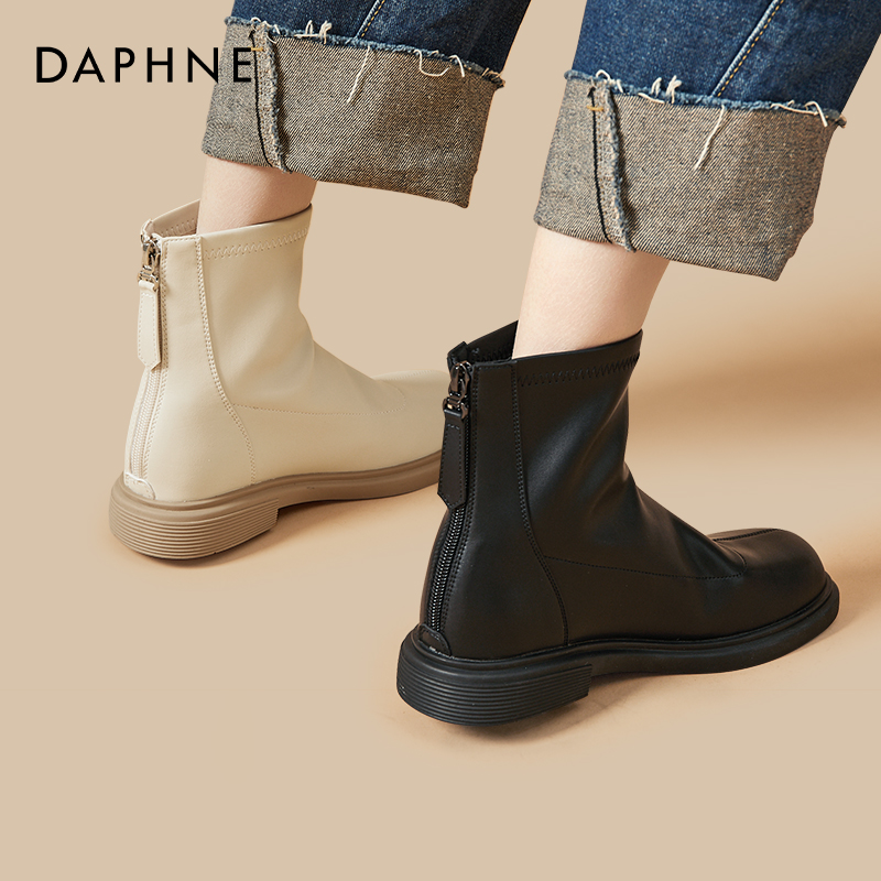 达芙妮靴子女款爆款2026新款阔腿裤妈妈鞋复古马丁靴厚底粗跟短靴商品图