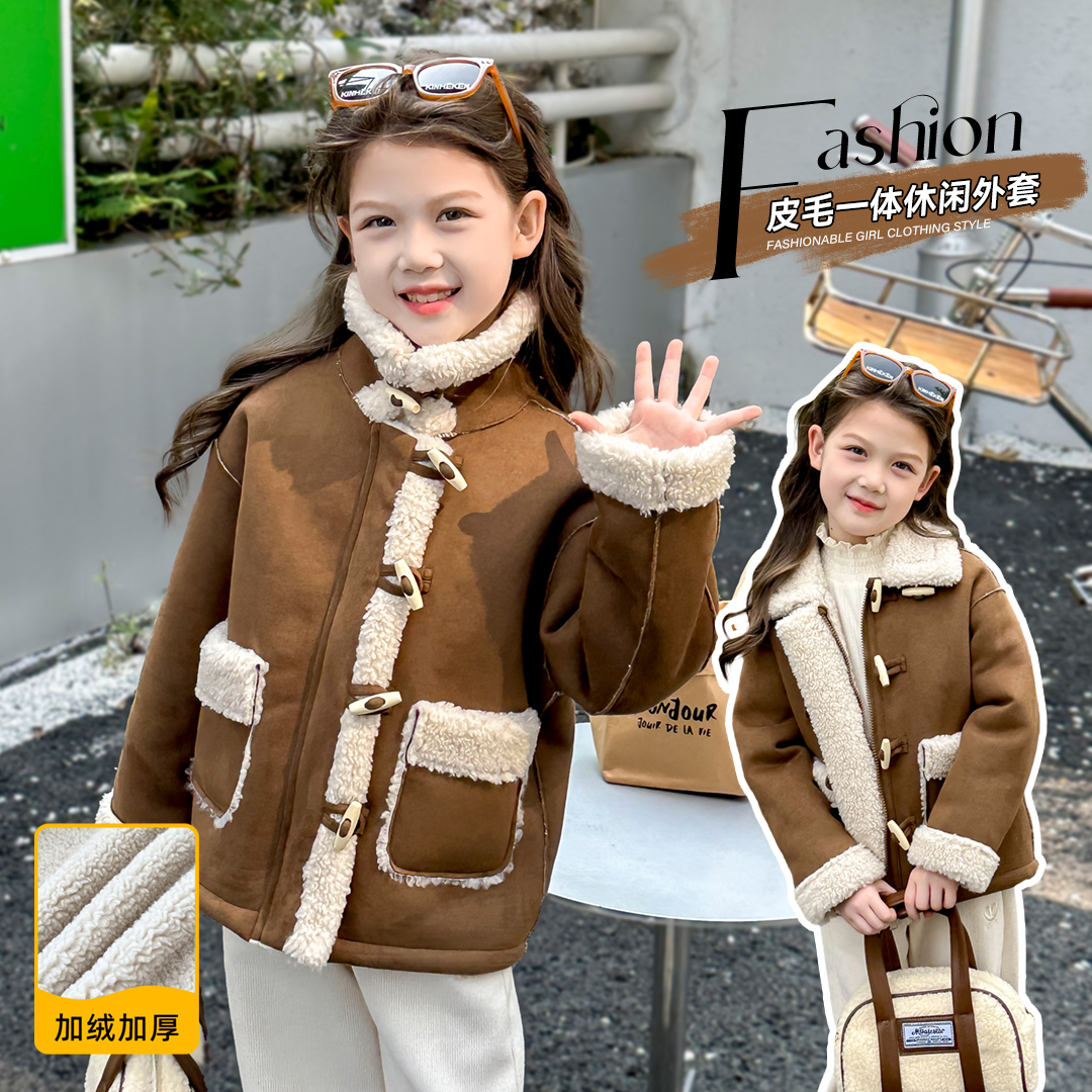 【王北北】冬季新款女童外套上衣6-12岁女宝洋气外套衣服YZYD35955