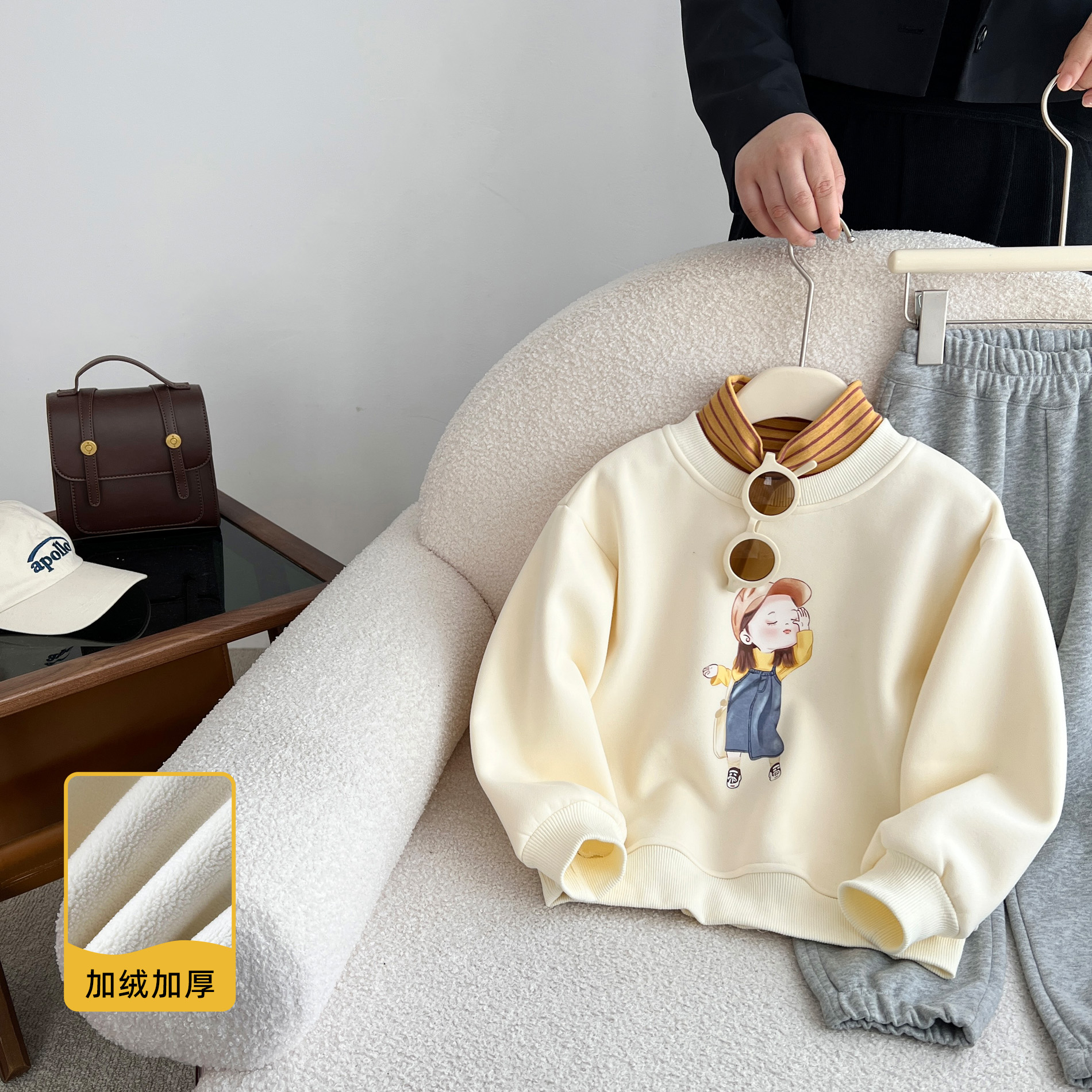 【王北北】冬季女宝衣服女童6-12岁中大童加绒儿童卫衣HLYD36011
