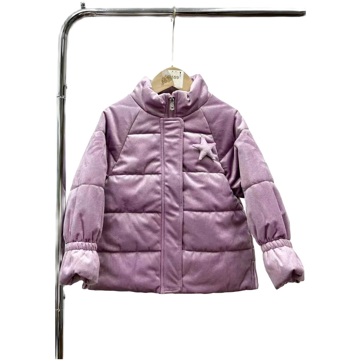 6580-紫色闪闪五角星装饰棉服外套