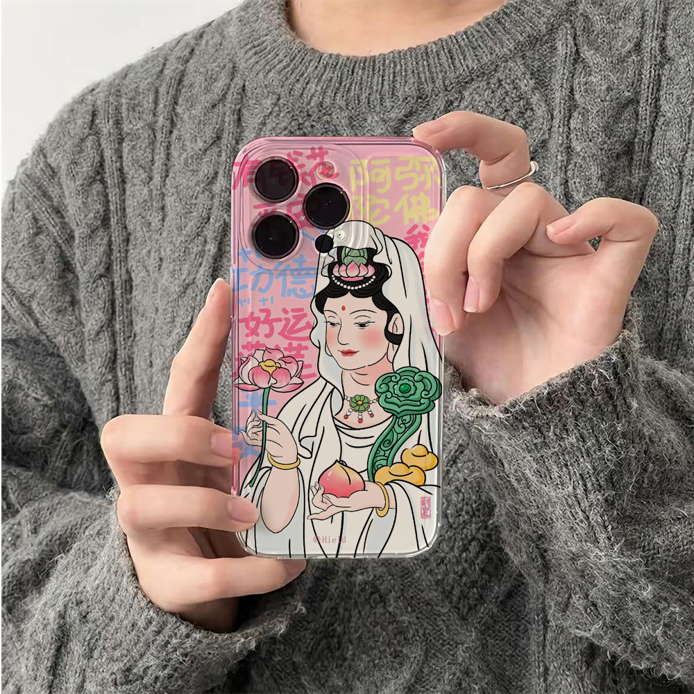 趣味观音菩萨苹果14pro/12/13适用于手机壳华为/小米/vivo/oppo
