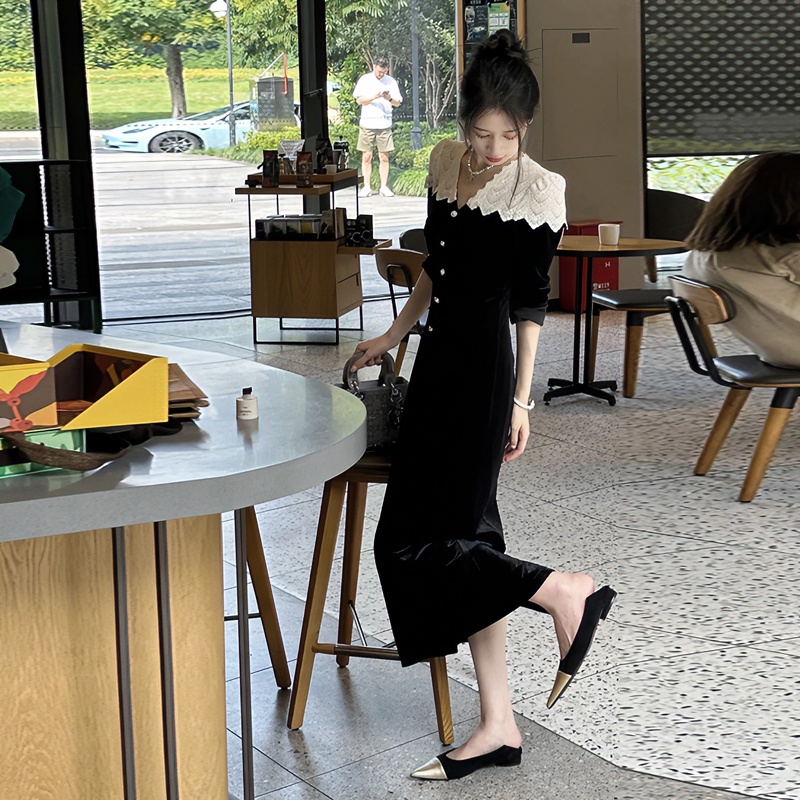 【胜佳专属】时尚连衣裙2023年新款法式高级感显瘦气质长裙女7724