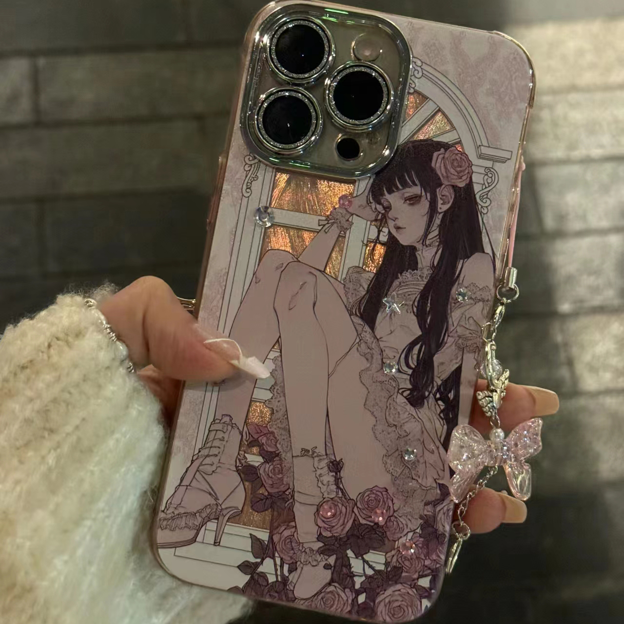 公主风炫彩窗户哥特少女适用于iPhone15promax手机壳少女全包可爱