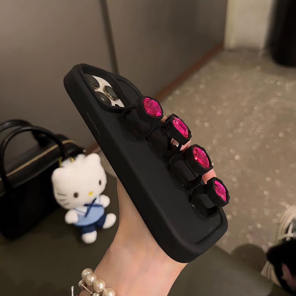 简约高级感立体钻石戒指硅胶壳适用于iPhone15pro手机壳防摔少女
