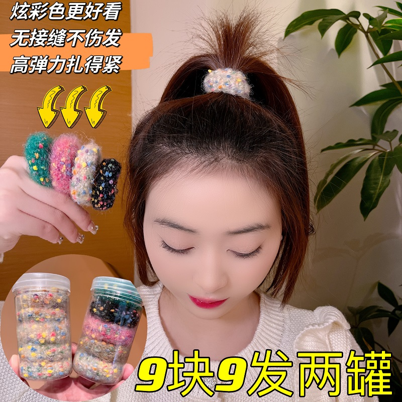 秋冬爆款毛绒发绳高弹力气质简约扎头皮筋加粗不伤发可爱头饰ins